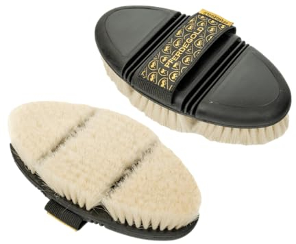 Pferdegold Glanzbürste Pferd - Flexibler & Ergonomischer Gummi-Striegel - Sanfte Reinigung & Pflege für Glänzendes Fell - Natürliche Borsten - Pferde Zubehör