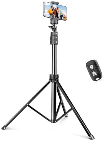 SENSYNE Trípode para teléfono móvil de 72 pulgadas, soporte extensible para teléfono celular, trípode para selfie con control remoto inalámbrico y sujeta moviles, compatible con iPhone y Android