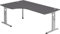 bümö höhenverstellbarer Eckschreibtisch O-Serie 200x120 cm in Graphit, Gestell in Silber - Schreibtisch L Form, großer Tisch für's Büro, Computertisch höhenverstellbar