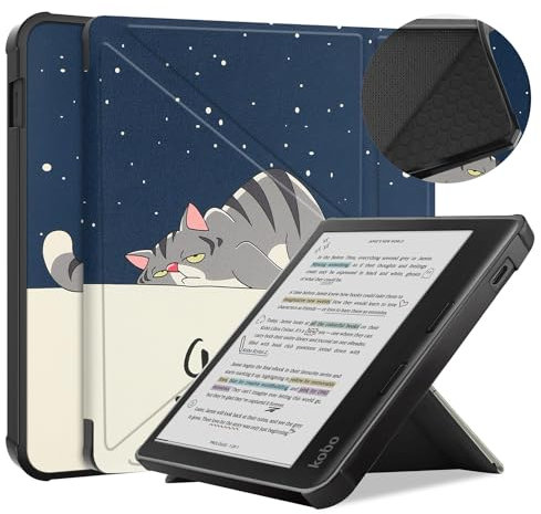 ZTAOOPOU Antichoc Housse pour KOBO Libra Colour Coque - Étui KOBO Libra Colour 7 Liseuse eBook Housse avec Support Pliant Housse Protection Coque (LM)