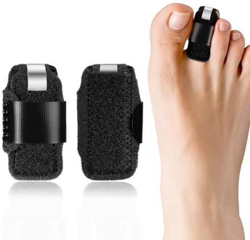 PLABBDPL Corrector de Dedos del Pie con Férulas Ajustables, Soporte en Forma de U para Tratar Fracturas, Esguinces y Dedos en Martillo - Negro (1 Paquete)