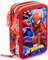 Clondo Jungen 3-Fach Federmäppchen für Spiderman Fan – 45-teilig, komplett gefüllt – mit Schere, Kleber, Buntstiften 3.0 – Rot – ideal für Schule & als Geschenk