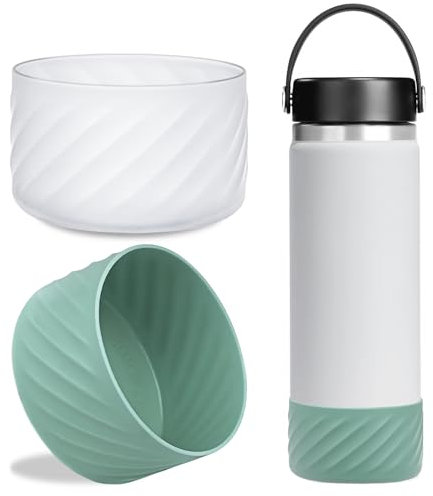 LUCKINEE 2pc Protective Silicone Boot Bumper for Hydro Flask Wide Mouth 32oz 40oz Flask, Silicone Base Sleeve for Owala Freesip/Flip/Twist 40OZ and Other Brand Bottle with 3.56inch Bottom Diameter
