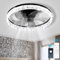 Finktonglan ventilatori da soffitto a LED con illuminazione, moderno ventilatore da soffitto da 50 cm senza pale e dimmerabile 6 velocità ventilatore da soffitto per camera da letto, nero
