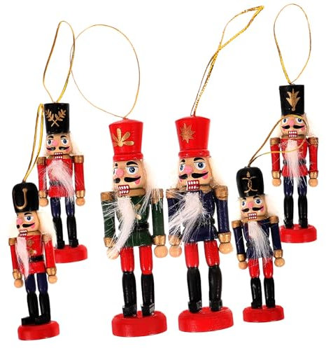 PRETYZOOM 12 Pcs Nutcracker Pendant Miniature Figurines Xmas Style Pendants Toys Soldier Nutcracker Puppet Christmas Soldier Figurines Christmas Tree Pendant Christmas Nutcracker Figure Wood