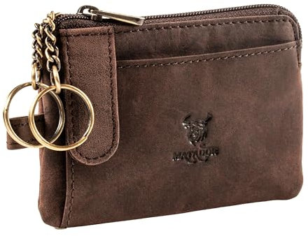 MATADOR Schlüsseletui Leder mit 2 Kartenfächer und RFID Schutz | Schlüsseltasche Schlüssel Organizer inkl. Geschenk Box | Autoschlüssel Hülle Schlüsselorganizer mit Schlüsselkette | Dunkel Braun