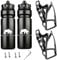 Bearactive 2 Pack Bike Bottle Holder with UK Made 750ml Bike Bottle - BPA Free Leak Proof Cycling Water Bottle with Valve Lid - Lightweight Bottle Cages with Screws for Road & Mountain Bikes