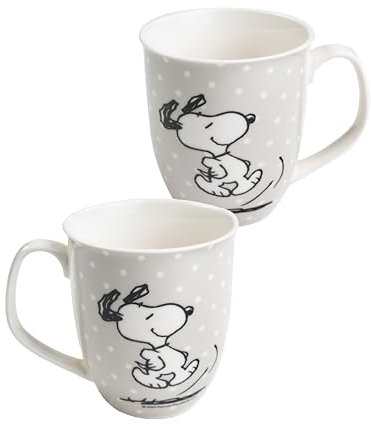 United Labels The Peanuts - Tazza da caffè Snoopy, 280 ml, colore: Grigio con pois