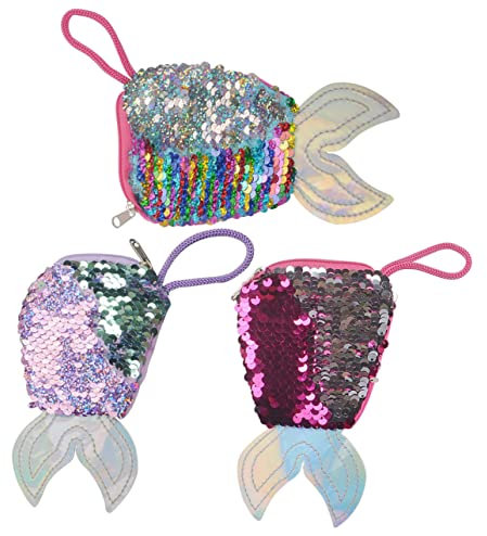 SOIMISS 3stücke Meerjungfrau Schwanz Geldbörse Pailletten Glitter Tasche Für Mädchen Geburtstagsparty Meerjungfrau Partyzubehör Münzbeutel Schlüsselbund Mit Tasche Für Kleine Gegenstände