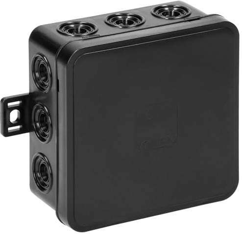 Miratic Abzweigdose Wasserdicht IP54 Verteilerdose Außen Wasserdicht mit 12 Gummidrüsen Abzweigdose Aufputz Robuste und Sichere Elektroinstallation für Außenbereiche (schwarz)