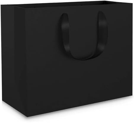 Serenelight 20 stück Schwarze Geschenktüte - 250gsm Papiertüten mit Henkel Groß 32x11.5x25cm Kraftpapier Schwarz Papier Tüten Set - Quadrat Geschenk Tüte Papiertragetasche Einkaufstüten Papier(black)