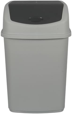 Jolie Max 35L Large Swing Top Kitchen Bin - Plastic Dustbin with Flip Top Lid - Ideal for Home and Office Waste Management - Easy to Clean, Recycle Rubbish Bin. (Grey with Anthracite Lid)