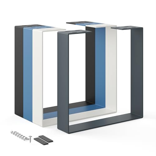 HOLZBRINK Tischbeine Metall Grau 1 Stück | Tischkufen/Tischgestell für Couchtisch, Esstisch, Schreibtisch, Sitzbank | Möbelfüße Size: 40x43cm