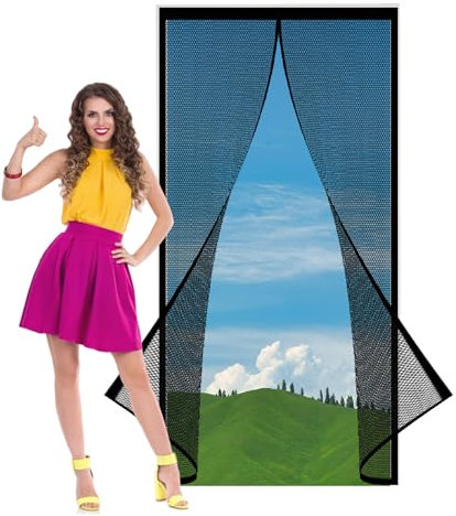 Fliegengitter Balkontür Magnet Insektenschutz Tür 86 x 198 cm Insektenschutzvorhang mit Magneten Leichte Montage für Die Balkontür Terrassentür, Schwarz