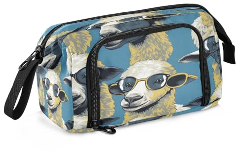 Mnsruu Federmäppchen mit niedlichem Schaf, großes Fassungsvermögen, Federmäppchen, Stiftebox, Schreibwaren, Büro, Organizer-Tasche für Jungen und Mädchen