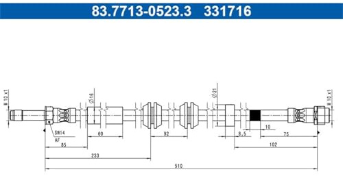 ATE Front Brake Hose for CLS E-Class | 83.7713-0523.3
