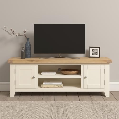Seconique Windsor Fully Assembed Straight Tv Unit in Ivory/Oak