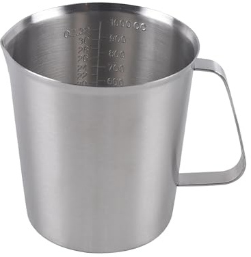 ROGONPDK Litermaß 1 l Edelstahl Rostfrei mit Skalierung, Messbecher Portionierer Edelstahl, Küche Großer Measuring Cup, Rostfrei Milchkrug Kanne, Mess Getränke, Reise Camping Wander Küchen Becher