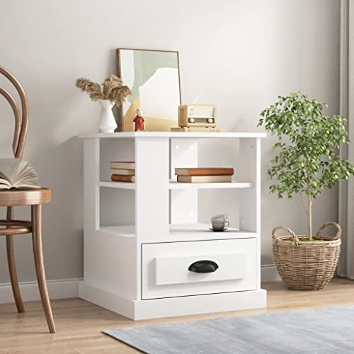 Mimdixy Petite table d'appoint en bois - Blanc - 50 x 50 x 60 cm - Table console étroite pour salon, chambre à coucher