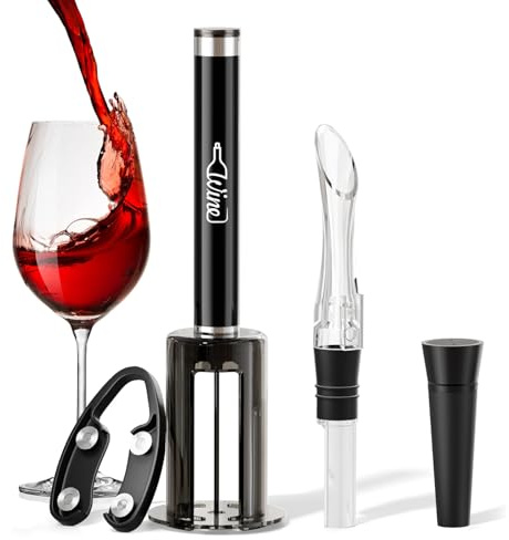 Quntis Tire-bouchon à Pompe d’Air Coffret de, Ouvre-bouteille Rapide 7S pour Vin Rouge, Portable et Sans Effort, Accessoire de Vin Pratique,Tire-bouchon avec Coupe-capsule, Bouchon Sous Vide, Verseur
