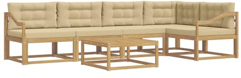 vidaXL Outdoor-Sofagarnitur 6 pcs Weiß und Beige 79 x 79 x 37 cm, Modernes Gartenmöbelset, wetterfestes Sofa, schicke Sitzgruppe, langlebige Liege fürs Poolside
