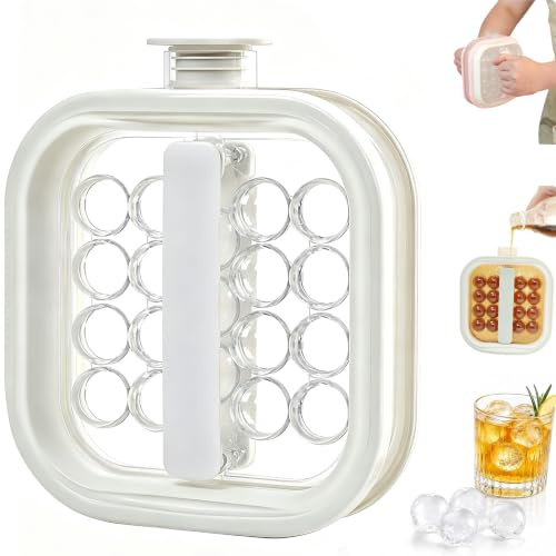 Portable Silicone Ice Ball Maker Kettle,2 in 1 Foldable ice Ball Maker (White)