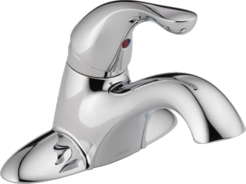 Delta Classic Centerset Chrome Bathroom Faucet, 4 Inch 3 Hole Bathroom Sink Faucet for Vanity, Metal Push-Pop Drain Assembly, Chrome 520-MPU-DST