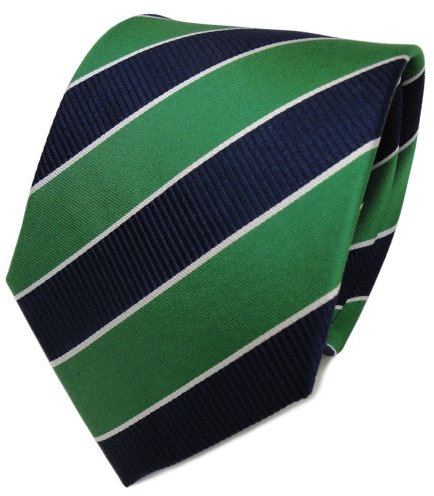 TigerTie Designer Seidenkrawatte in grün royal silber gestreift