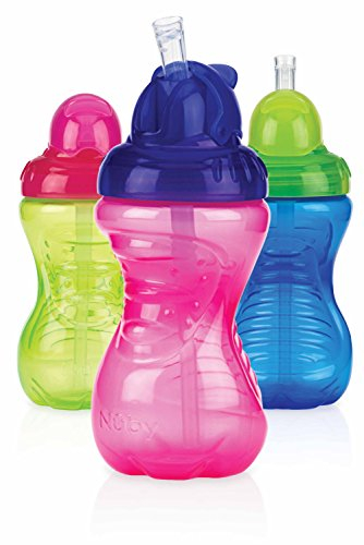 Nûby Flip It Gobelet en Polypropylène avec Paille Anti-Goutte 300 ml 12+ Mois