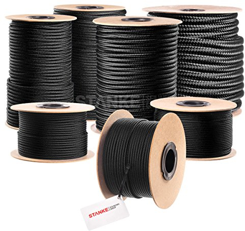 Seilwerk STANKE Corde polypropylène Noir 3mm - 1m | Ficelle Jardin pour Attacher Les tomates | Corde extérieur de Camping | Cordelette résistante aux UV