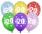 PartyDeco Luftballons 30cm 6er Set mit Zahl 20 Latexballons 20. Geburtstag Jubiläum Mix bunt metallic