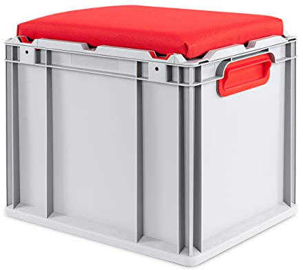 aidB Eurobox NextGen Seat Box, rot, (400x300x365 mm), Griffe geschlossen, Sitzbox mit Stauraum und abnehmbarem Kissen, 1St.