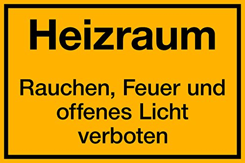selbstklebendes(!) Schild, Heizraum, 300 x 200 mm, 1,5mm dick