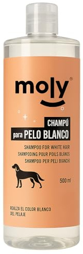 MOLY Hunde-Shampoo Weißes Fell 500 ml | Spezielles Hundeshampoo für strahlendes Weiß & gegen Gelbstich | pH-neutral für empfindliche Haut | Glanz & natürliches Volumen für Haustiere