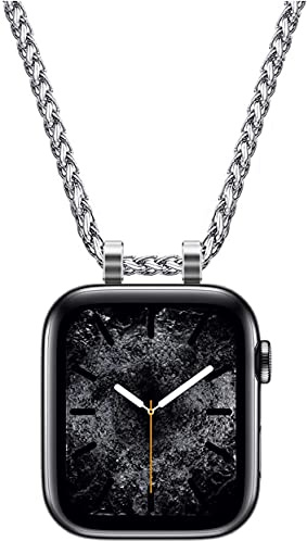 HiPai Collier Pendentif Compatible avec Apple Watch 40/41mm, connecteur Double Loop Livré avec Une chaîne de blé de 32 Pouces en Acier Inoxydable 3mm pour iWatch Series 7/6/5/4/3/SE