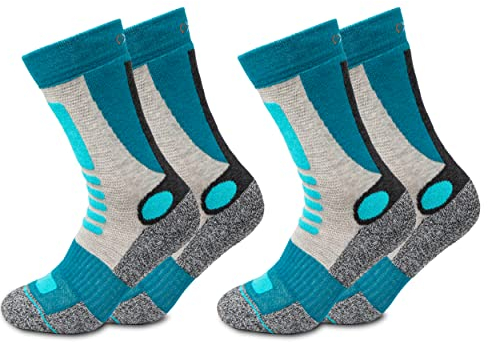 Occulto Damen Wandersocken 2er Pack (Modell: Gerlinde) Türkis-Grau 39-42