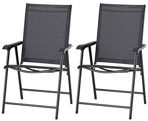 Outsunny Klappstuhl mit Armlehne 2er Set Campingstuhl Angelstuhl Metall Schwarz 58 x 64 x 94 cm