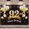 PAKBOOM Happy 92nd Birthday Banner Hintergrund – 92 Geburtstag Party Dekorationen Zubehör für Männer – Schwarz Gold 1,2 x 1,8 m