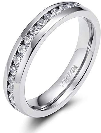 Zakk Damen Eternity Ring Titan Ewigkeitsring Eheringe 4mm 6mm Silber Memoire Ringe Hochzeitsring (Silber 4mm,51 (16.2))