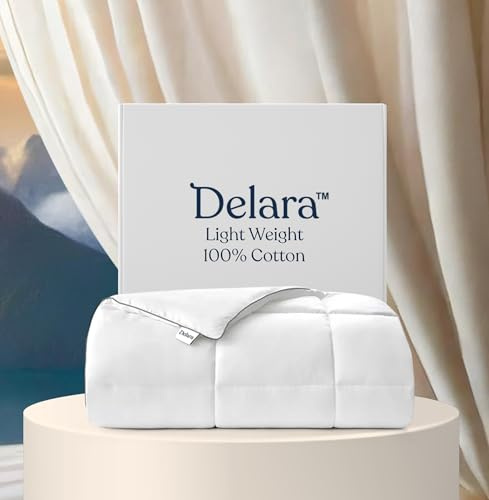 Delara Full/Queen Duvet Insert – White Cotton Comforter – 100% Organic Cotton Shell and Filled All Season, Breathable, Lightweight with 8 Tabs – GOTS Certified
