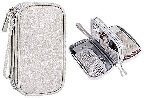 Hosoncovy Power Bank Case - Bolsa organizadora para cables y memorias USB, carcasa para disco duro externo (gris)