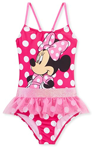 Disney Badeanzug Mädchen, Einteiliger Schwimmanzug Badekleidung - Geschenke für Mädchen (Rosa Minnie, 4-5 Jahre)