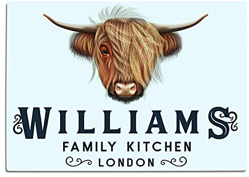Personalised Highland Cow Chopping Board Custom Glass Worktop Saver Cutting Kitchen Surface Protector - 30 x 40cm Farm Birthday Gift KCH22