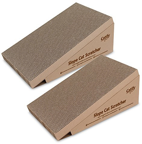 Best Pet Supplies Catify Cat Scratcher, Fun Interactive Scratchers, Posts, Poles, Claw Safe, Furniture Saver Indoor Play Support Natural Cat Behaviors Heavy Duty - Slope Scratcher (2 Pack), 19 x 9.5