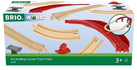BRIO World 33995 Schienenpaket Berg und Tal - 16-teiliges Schienenpaket mit vielen tollen Layout-Möglichkeiten - Kompatibel mit allen Produkten der BRIO World und empfohlen für Kinder ab 3 Jahren
