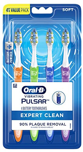 Oral-B Pulsar Expert Clean Battery Powered Toothbrush, Soft, 4 Count