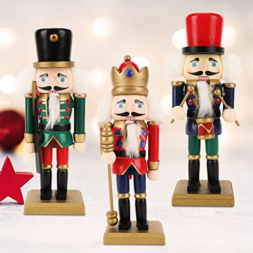 Achort Traditioneller Nussknacker Soldat, 3 Stück Weihnachten Nussknacker Figur Holz Soldat Nussknacker Puppe Ornamente Weihnachtsanhänger für Festliche Weihnachtsdeko,Haus Deko, Geschenk, 15cm Hoch