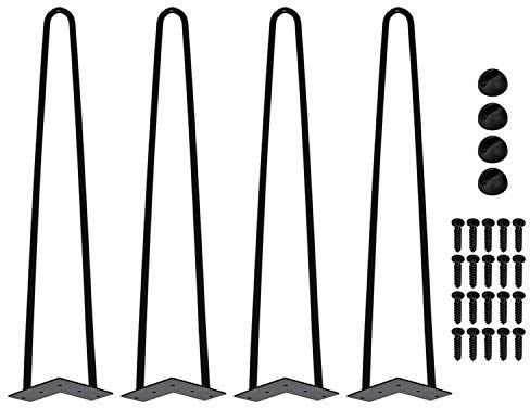 Lospitch 4er Set Tischbein Tischgestell, Hairpin Tischbeine 2 Stangen Möbelbein, Haarnadelbeine Möbelfüße Tischkufen Haarnadelbeine, ca 45 cm für Schreibtisch, Esstisch, Couchtisch, Schreibtisch