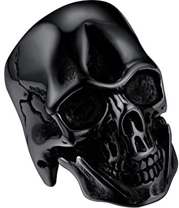 U7 Herren Statement Ring Schwarz Totenkopf Ring Gotik Punk Totenschädel Design Bandring Modeschmuck Street Style Accessoire für Männer Jungen(Ring Größe 54)