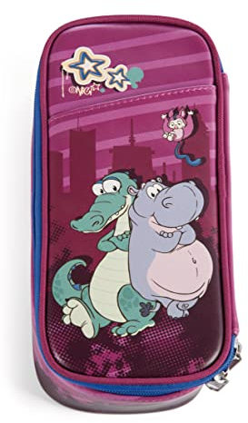 NICI 47985 Stiftmäppchen Krokodil und Nilpferd 21x10x6cm, bunt